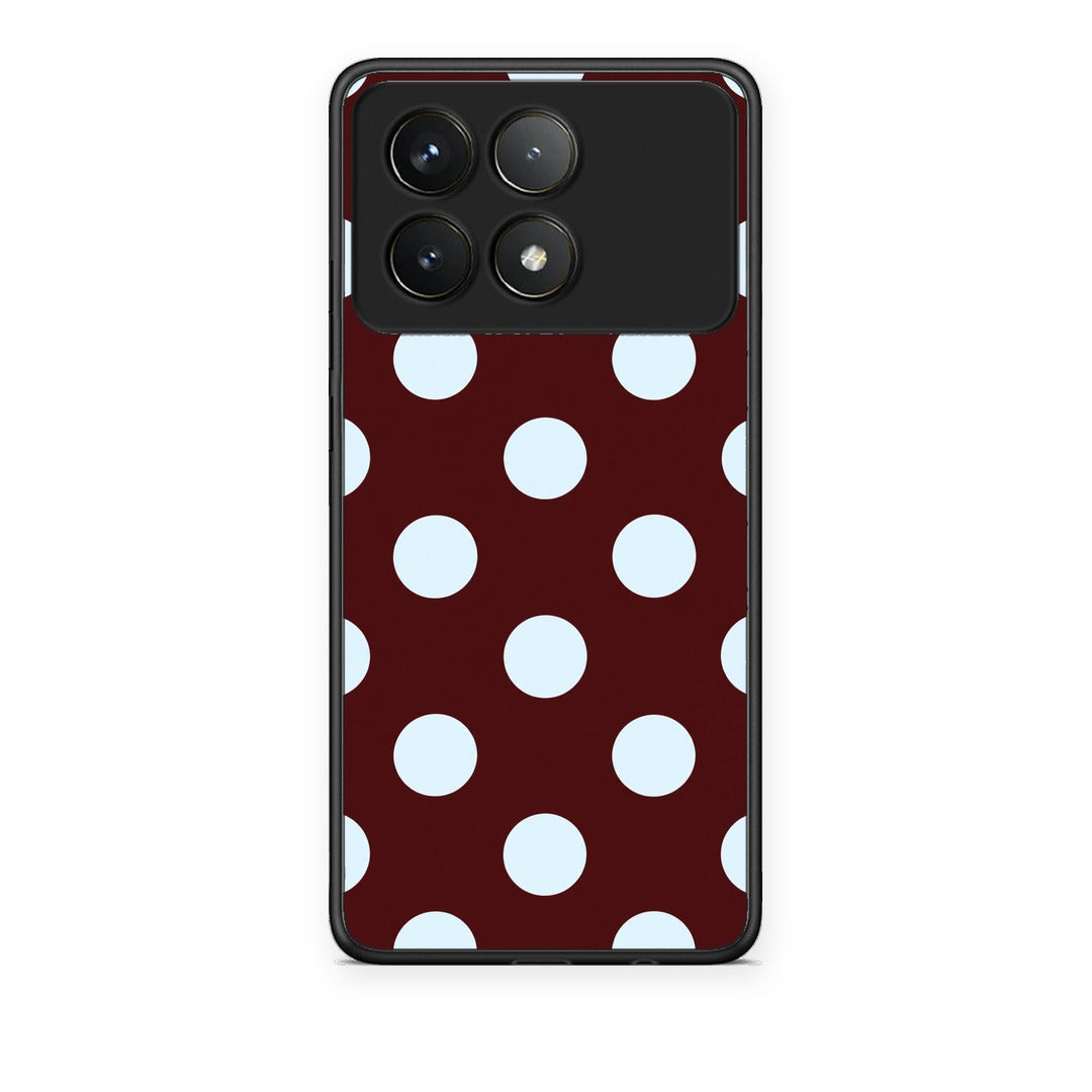 Θήκη Xiaomi Poco F6 Pro 5G Pale Blue Large Polka Dots on Burgundy από τη Smartfits με σχέδιο στο πίσω μέρος και μαύρο περίβλημα | Xiaomi Poco F6 Pro 5G Pale Blue Large Polka Dots on Burgundy case with colorful back and black bezels