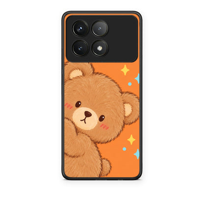 Θήκη Xiaomi Poco F6 Pro 5G Peekaboo Teddy on Orange από τη Smartfits με σχέδιο στο πίσω μέρος και μαύρο περίβλημα | Xiaomi Poco F6 Pro 5G Peekaboo Teddy on Orange case with colorful back and black bezels