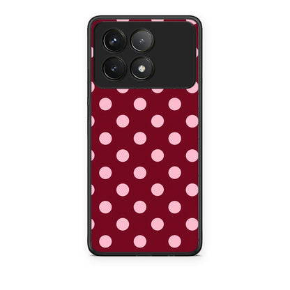 Θήκη Xiaomi Poco F6 Pro 5G Pink Polka Dots on Burgundy από τη Smartfits με σχέδιο στο πίσω μέρος και μαύρο περίβλημα | Xiaomi Poco F6 Pro 5G Pink Polka Dots on Burgundy case with colorful back and black bezels