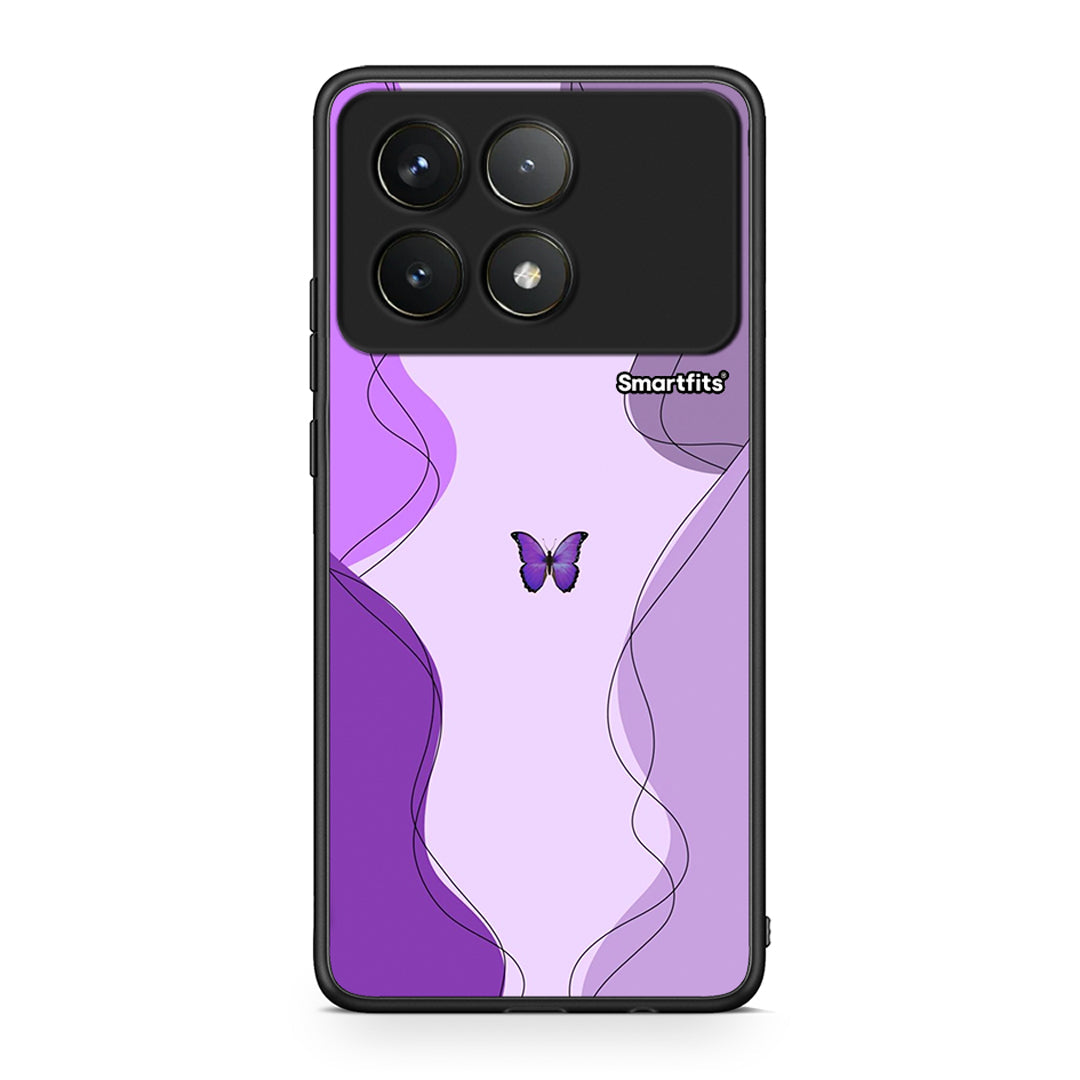 Xiaomi Poco F6 Pro 5G Purple Mariposa Θήκη Αγίου Βαλεντίνου από τη Smartfits με σχέδιο στο πίσω μέρος και μαύρο περίβλημα | Smartphone case with colorful back and black bezels by Smartfits