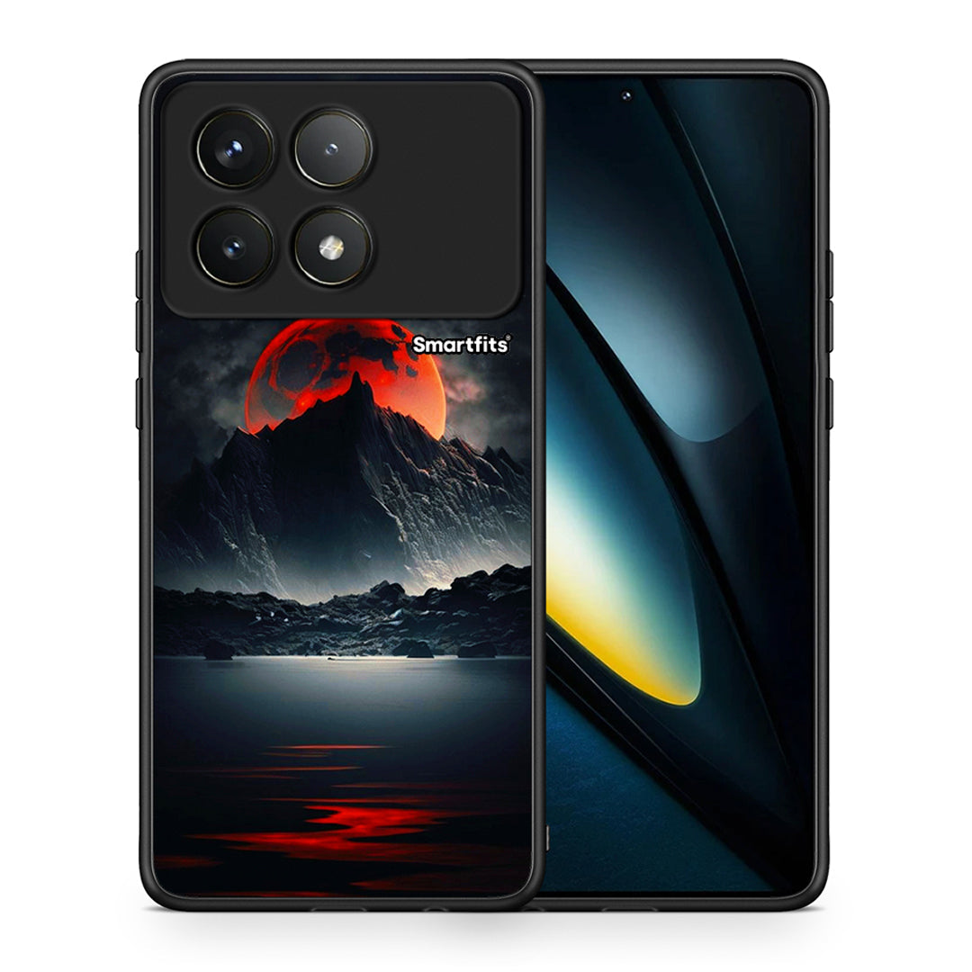 Θήκη Xiaomi Poco F6 Pro 5G Red Full Moon από τη Smartfits με σχέδιο στο πίσω μέρος και μαύρο περίβλημα | Xiaomi Poco F6 Pro 5G Red Full Moon case with colorful back and black bezels