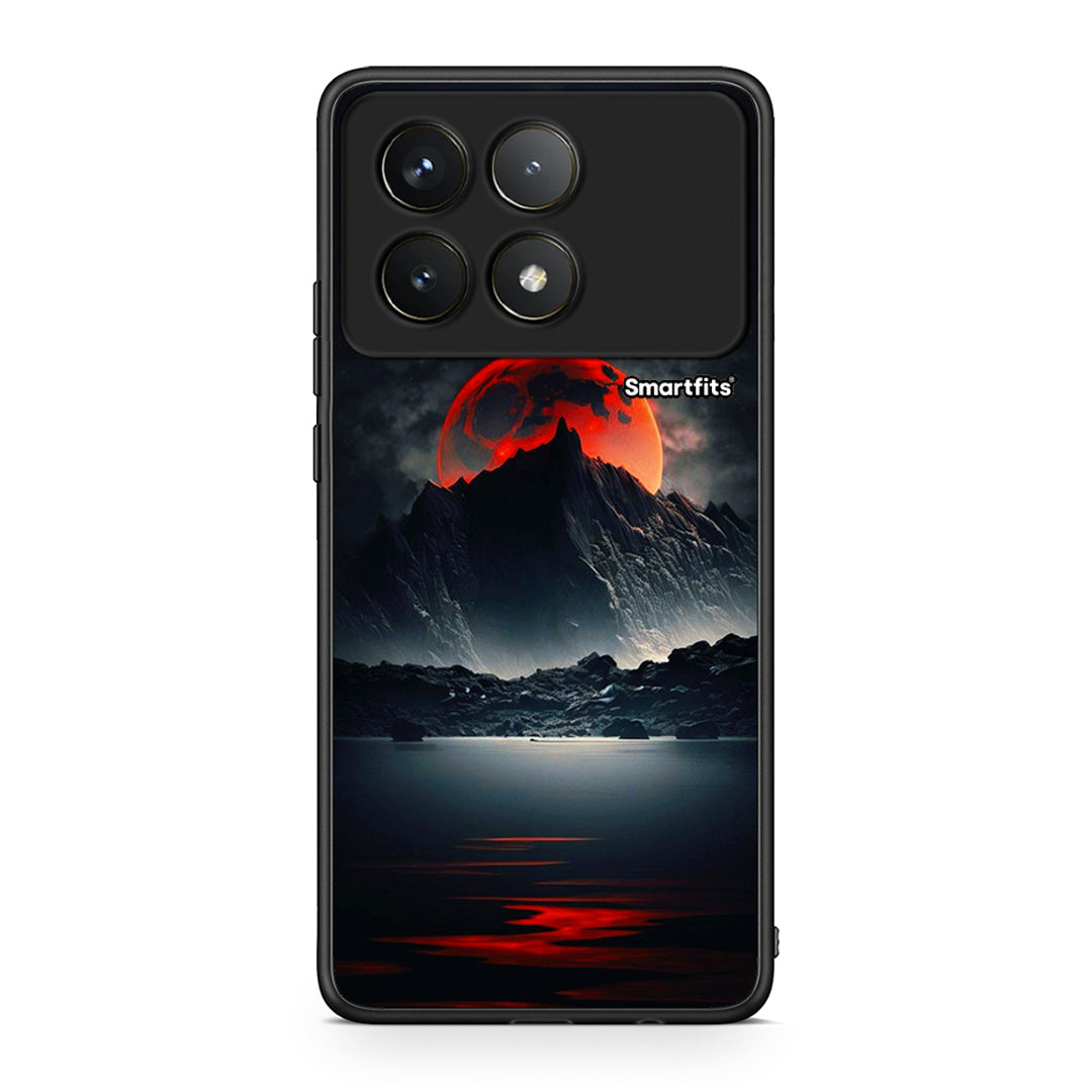 Xiaomi Poco F6 Pro 5G Red Full Moon θήκη από τη Smartfits με σχέδιο στο πίσω μέρος και μαύρο περίβλημα | Smartphone case with colorful back and black bezels by Smartfits