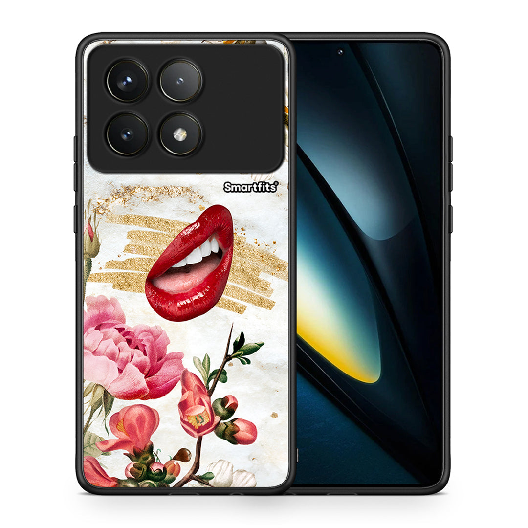 Θήκη Xiaomi Poco F6 Pro 5G Red Lips από τη Smartfits με σχέδιο στο πίσω μέρος και μαύρο περίβλημα | Xiaomi Poco F6 Pro 5G Red Lips case with colorful back and black bezels