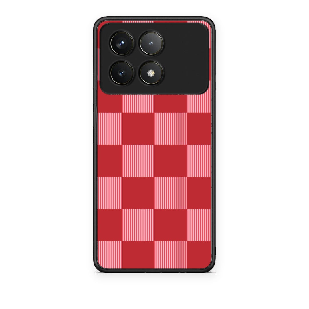 Θήκη Xiaomi Poco F6 Pro 5G Red and Pink Striped Checks από τη Smartfits με σχέδιο στο πίσω μέρος και μαύρο περίβλημα | Xiaomi Poco F6 Pro 5G Red and Pink Striped Checks case with colorful back and black bezels