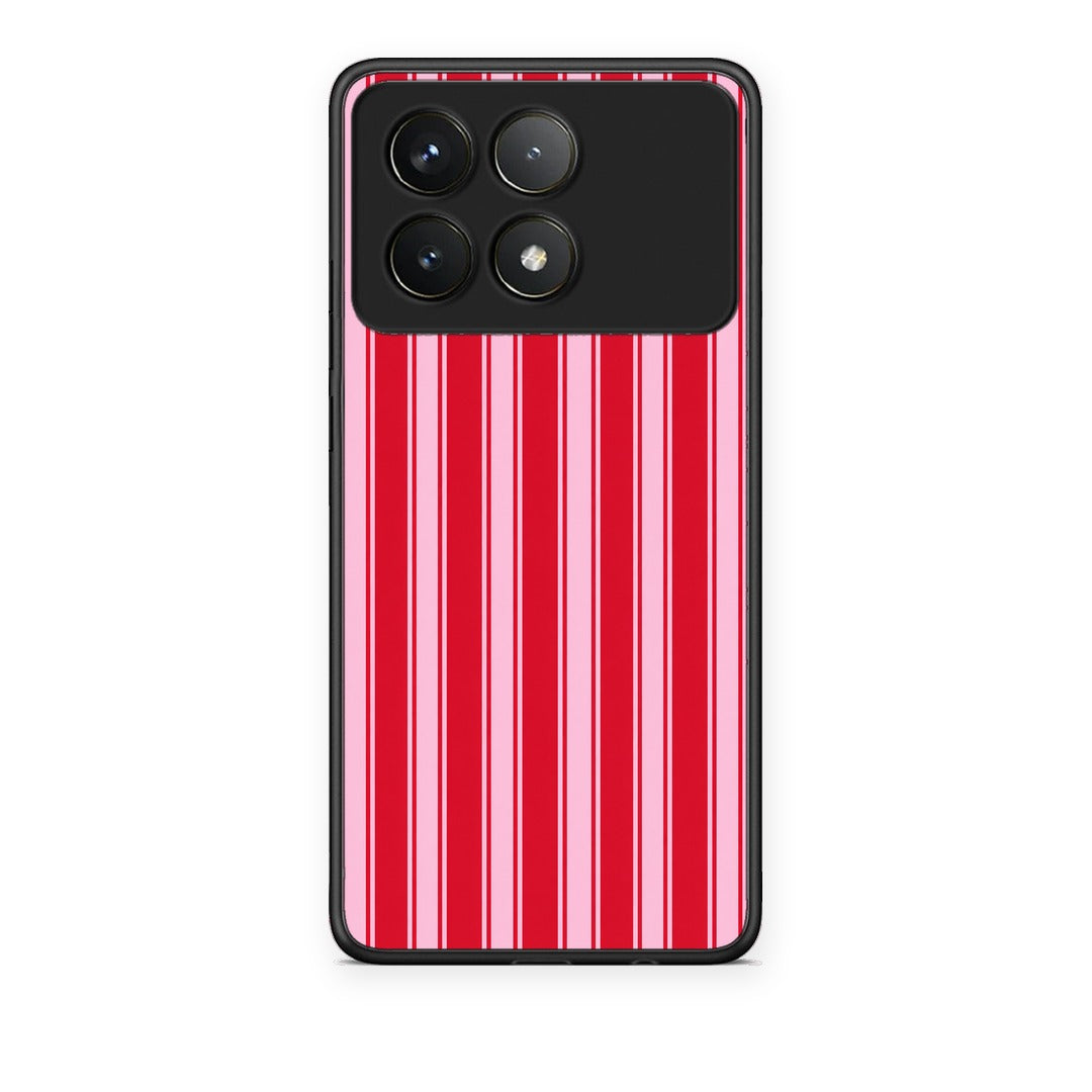 Θήκη Xiaomi Poco F6 Pro 5G Red and Pink Vertical Pinstripes από τη Smartfits με σχέδιο στο πίσω μέρος και μαύρο περίβλημα | Xiaomi Poco F6 Pro 5G Red and Pink Vertical Pinstripes case with colorful back and black bezels