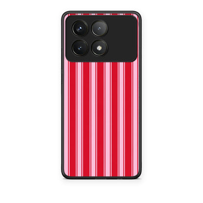Θήκη Xiaomi Poco F6 Pro 5G Red and Pink Vertical Pinstripes από τη Smartfits με σχέδιο στο πίσω μέρος και μαύρο περίβλημα | Xiaomi Poco F6 Pro 5G Red and Pink Vertical Pinstripes case with colorful back and black bezels