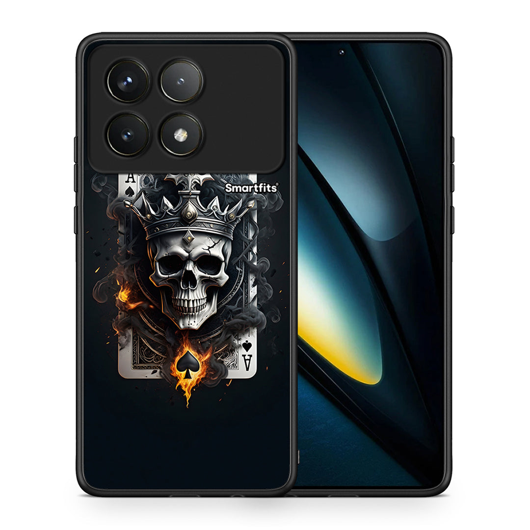 Θήκη Xiaomi Poco F6 Pro 5G Skull King Ace από τη Smartfits με σχέδιο στο πίσω μέρος και μαύρο περίβλημα | Xiaomi Poco F6 Pro 5G Skull King Ace case with colorful back and black bezels