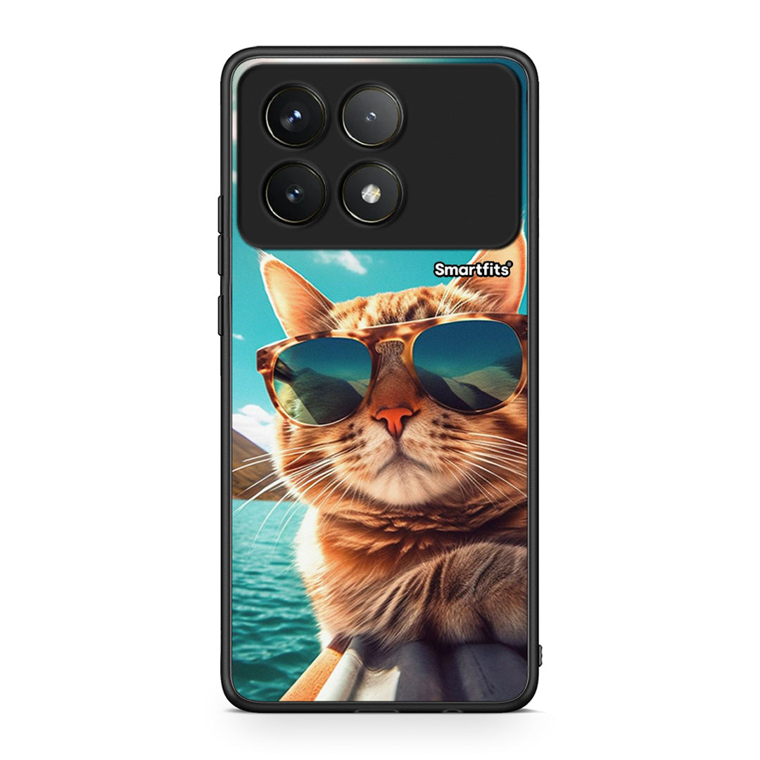 Xiaomi Poco F6 Pro 5G Summer Cat θήκη από τη Smartfits με σχέδιο στο πίσω μέρος και μαύρο περίβλημα | Smartphone case with colorful back and black bezels by Smartfits