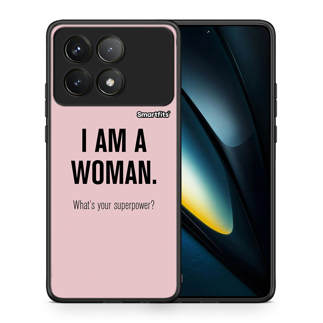 Θήκη Xiaomi Poco F6 Pro 5G Superpower Woman από τη Smartfits με σχέδιο στο πίσω μέρος και μαύρο περίβλημα | Xiaomi Poco F6 Pro 5G Superpower Woman case with colorful back and black bezels