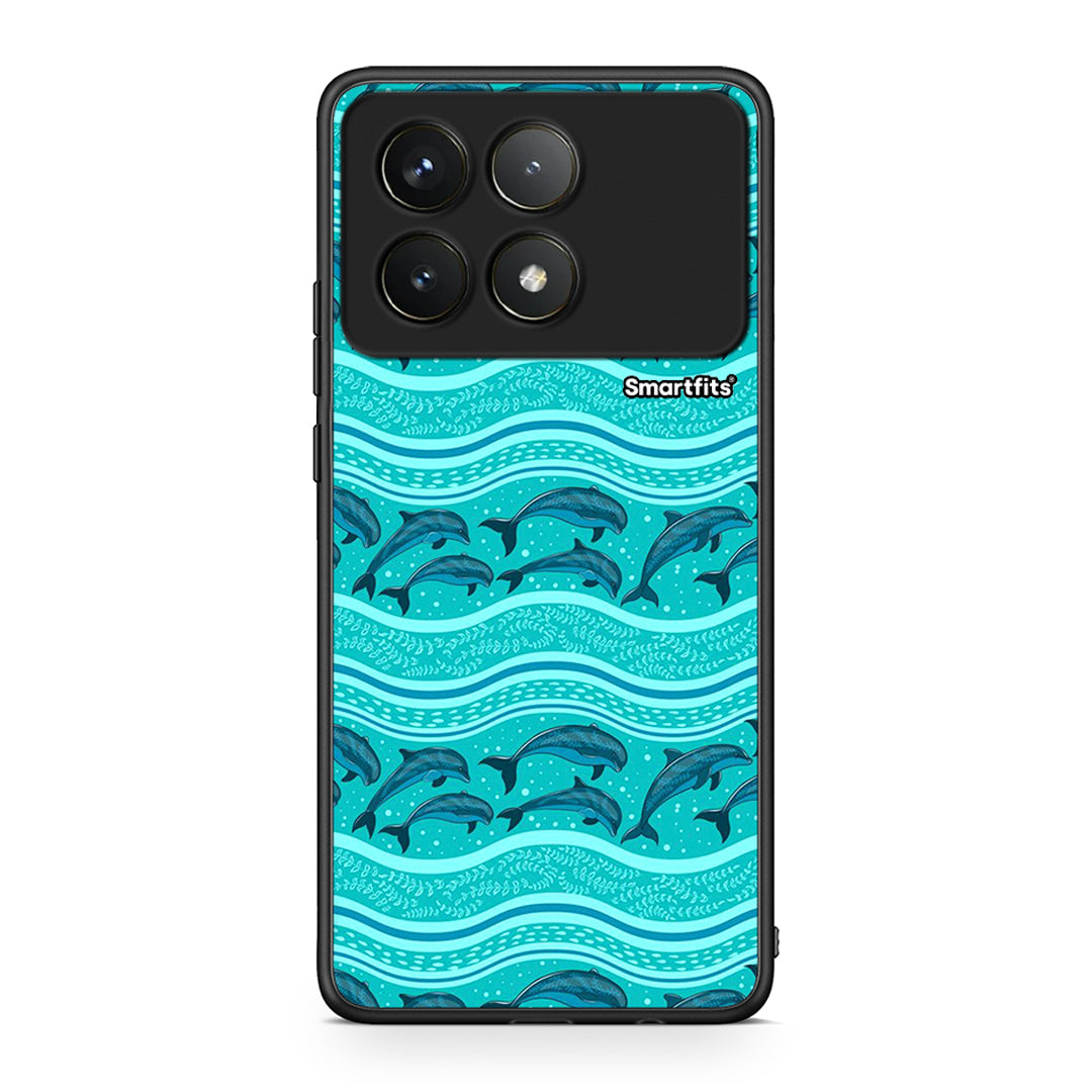 Xiaomi Poco F6 Pro 5G Swimming Dolphins θήκη από τη Smartfits με σχέδιο στο πίσω μέρος και μαύρο περίβλημα | Smartphone case with colorful back and black bezels by Smartfits
