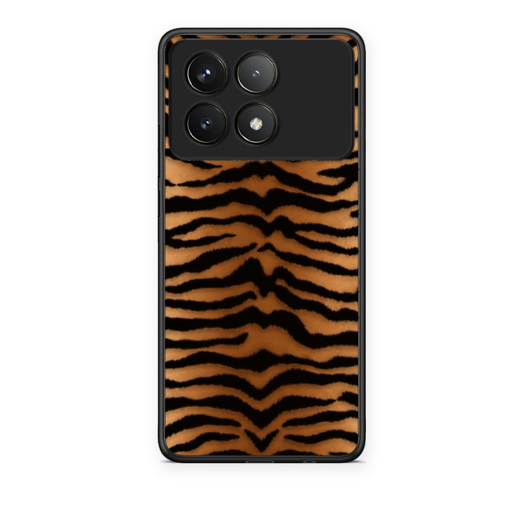 Θήκη Xiaomi Poco F6 Pro 5G Tiger Print Orange and Black από τη Smartfits με σχέδιο στο πίσω μέρος και μαύρο περίβλημα | Xiaomi Poco F6 Pro 5G Tiger Print Orange and Black case with colorful back and black bezels