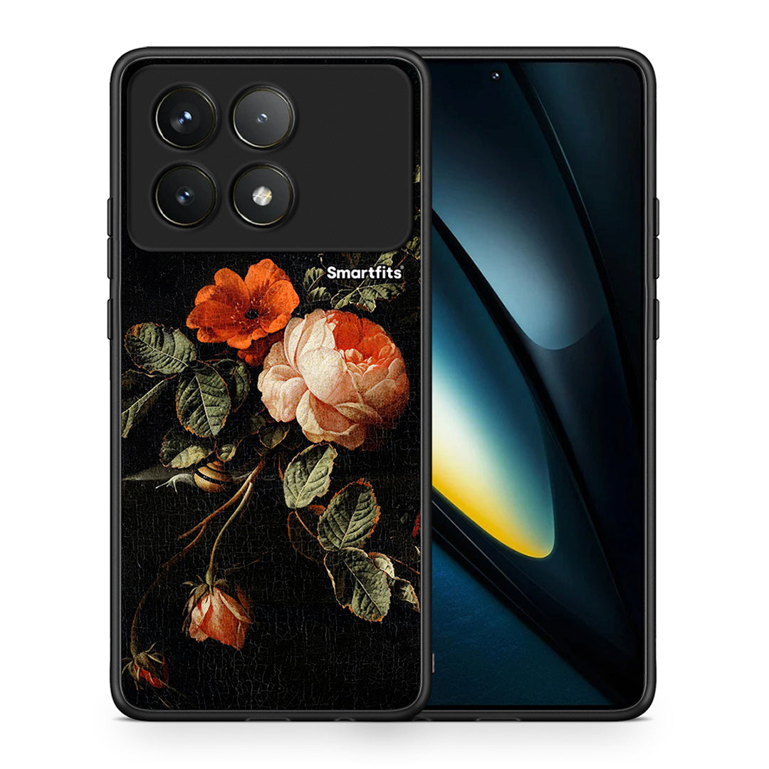 Θήκη Xiaomi Poco F6 Pro 5G Vintage Roses από τη Smartfits με σχέδιο στο πίσω μέρος και μαύρο περίβλημα | Xiaomi Poco F6 Pro 5G Vintage Roses case with colorful back and black bezels