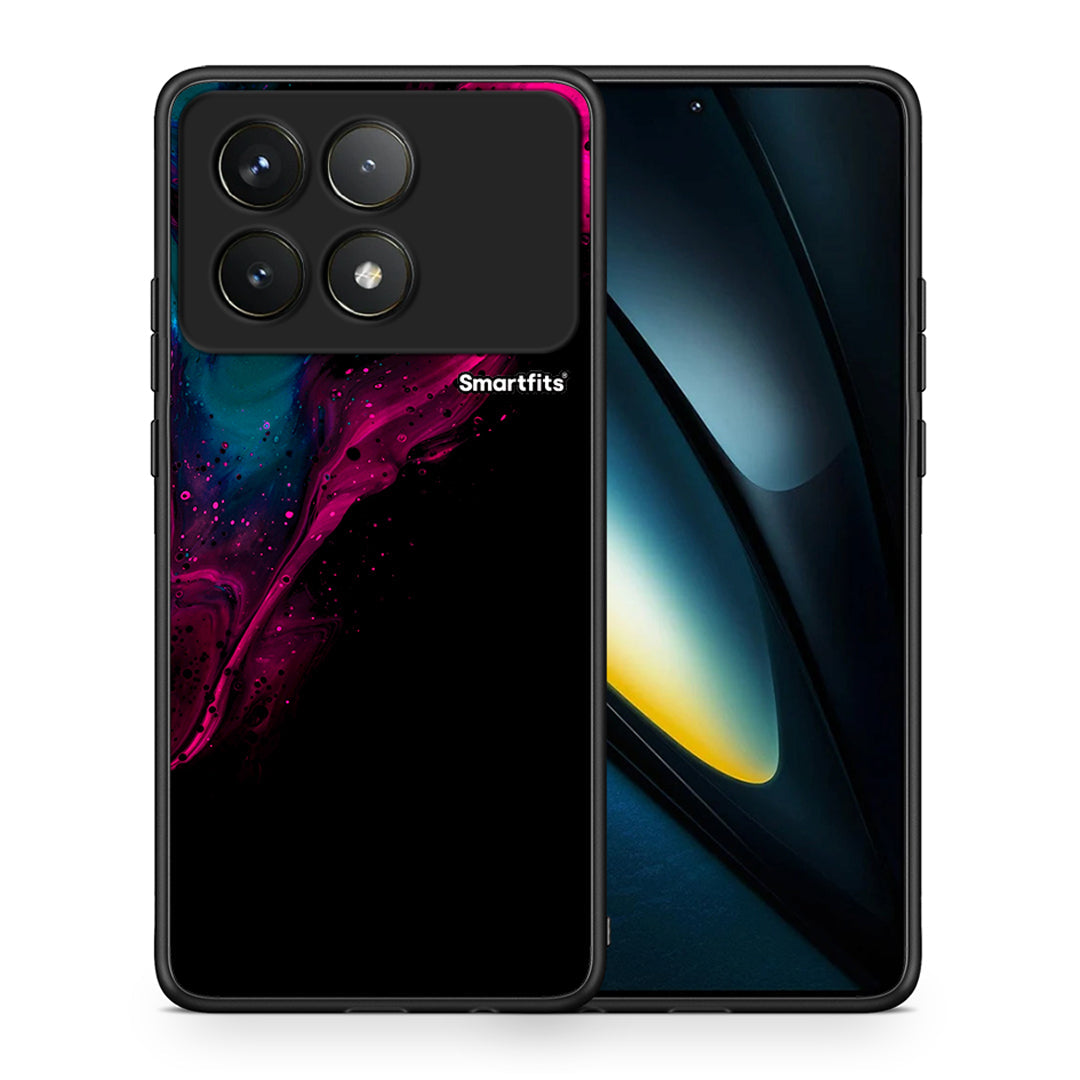 Θήκη Xiaomi Poco F6 Pro 5G Pink Black Watercolor από τη Smartfits με σχέδιο στο πίσω μέρος και μαύρο περίβλημα | Xiaomi Poco F6 Pro 5G Pink Black Watercolor case with colorful back and black bezels