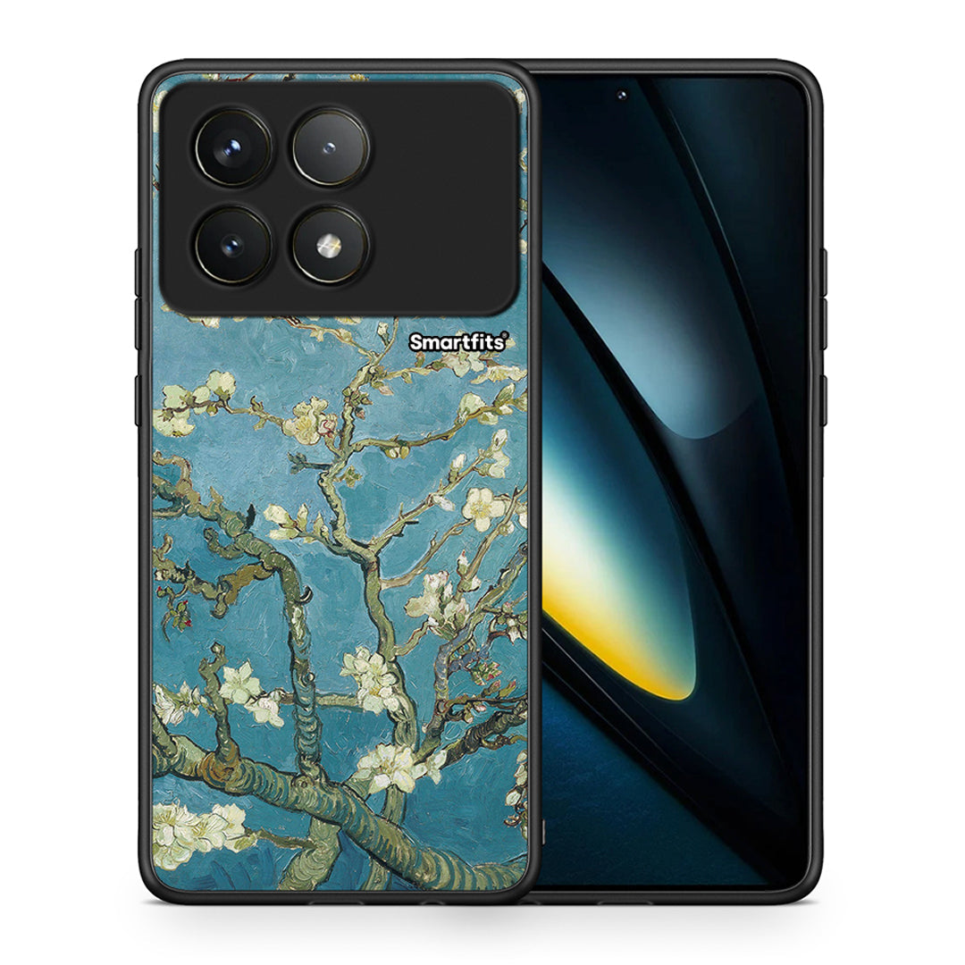 Θήκη Xiaomi Poco F6 Pro 5G White Blossoms από τη Smartfits με σχέδιο στο πίσω μέρος και μαύρο περίβλημα | Xiaomi Poco F6 Pro 5G White Blossoms case with colorful back and black bezels