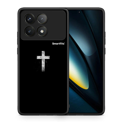 Θήκη Xiaomi Poco F6 Pro 5G White Cross από τη Smartfits με σχέδιο στο πίσω μέρος και μαύρο περίβλημα | Xiaomi Poco F6 Pro 5G White Cross case with colorful back and black bezels