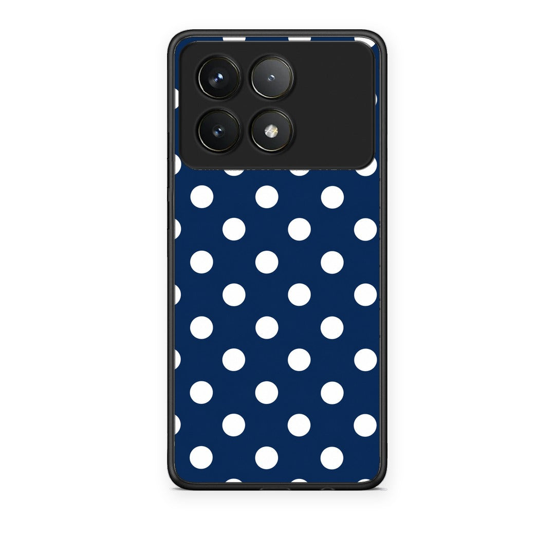 Θήκη Xiaomi Poco F6 Pro 5G White Large Polka Dots on Navy από τη Smartfits με σχέδιο στο πίσω μέρος και μαύρο περίβλημα | Xiaomi Poco F6 Pro 5G White Large Polka Dots on Navy case with colorful back and black bezels