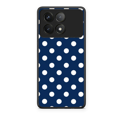 Θήκη Xiaomi Poco F6 Pro 5G White Large Polka Dots on Navy από τη Smartfits με σχέδιο στο πίσω μέρος και μαύρο περίβλημα | Xiaomi Poco F6 Pro 5G White Large Polka Dots on Navy case with colorful back and black bezels