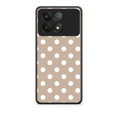 Θήκη Xiaomi Poco F6 Pro 5G White Polka Dots on Taupe από τη Smartfits με σχέδιο στο πίσω μέρος και μαύρο περίβλημα | Xiaomi Poco F6 Pro 5G White Polka Dots on Taupe case with colorful back and black bezels