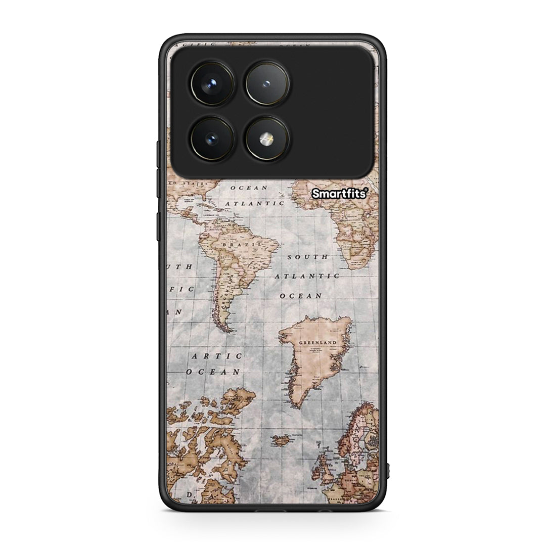 Xiaomi Poco F6 Pro 5G World Map Θήκη από τη Smartfits με σχέδιο στο πίσω μέρος και μαύρο περίβλημα | Smartphone case with colorful back and black bezels by Smartfits