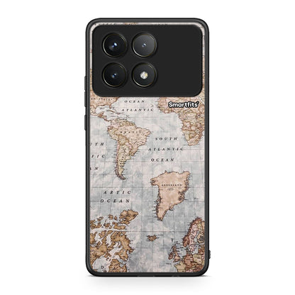 Xiaomi Poco F6 Pro 5G World Map Θήκη από τη Smartfits με σχέδιο στο πίσω μέρος και μαύρο περίβλημα | Smartphone case with colorful back and black bezels by Smartfits