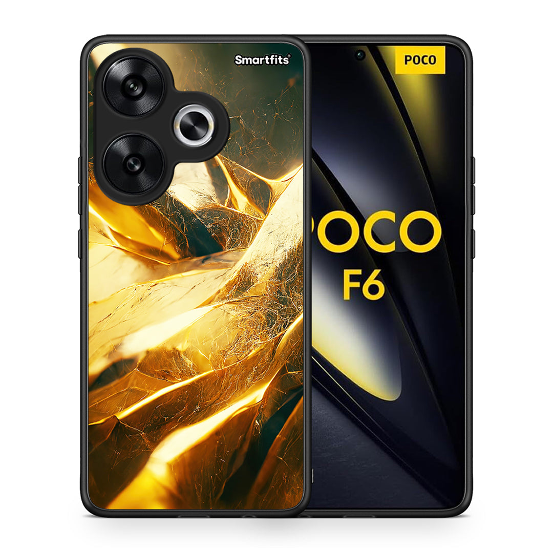 Θήκη Xiaomi Poco F6 Real Gold από τη Smartfits με σχέδιο στο πίσω μέρος και μαύρο περίβλημα | Xiaomi Poco F6 Real Gold case with colorful back and black bezels