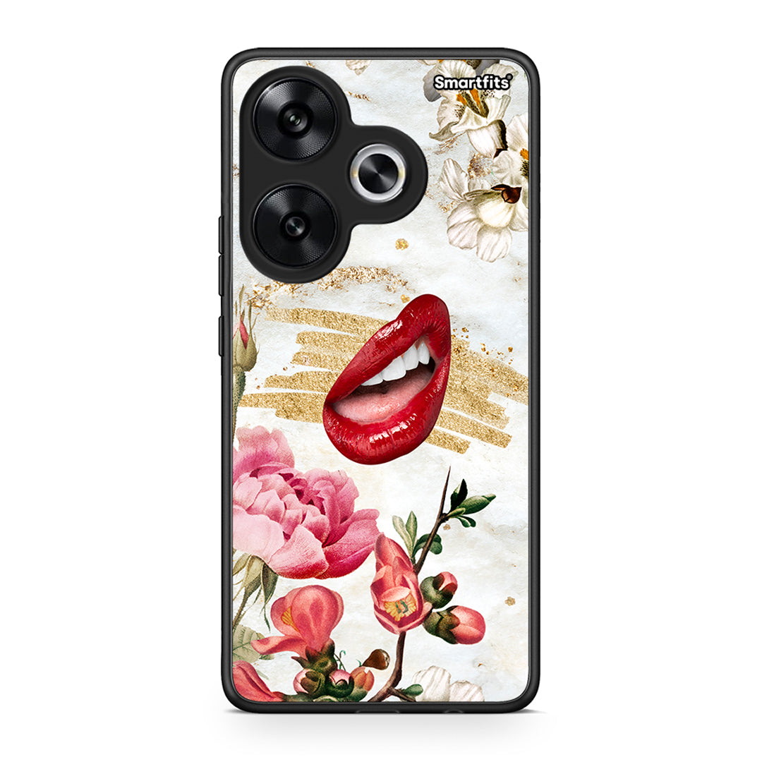 Xiaomi Poco F6 Red Lips θήκη από τη Smartfits με σχέδιο στο πίσω μέρος και μαύρο περίβλημα | Smartphone case with colorful back and black bezels by Smartfits