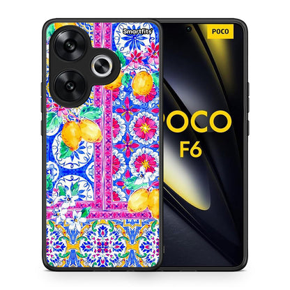 Θήκη Xiaomi Poco F6 Retro Spring από τη Smartfits με σχέδιο στο πίσω μέρος και μαύρο περίβλημα | Xiaomi Poco F6 Retro Spring case with colorful back and black bezels