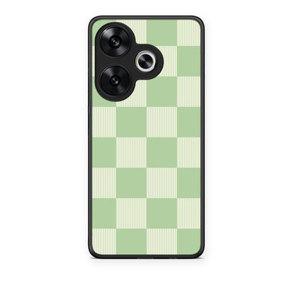 Θήκη Xiaomi Poco F6 Sage and Cream Striped Checks από τη Smartfits με σχέδιο στο πίσω μέρος και μαύρο περίβλημα | Xiaomi Poco F6 Sage and Cream Striped Checks case with colorful back and black bezels