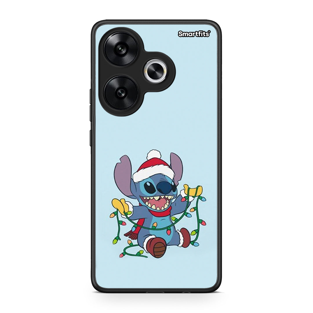 Xiaomi Poco F6 Santa Stich θήκη από τη Smartfits με σχέδιο στο πίσω μέρος και μαύρο περίβλημα | Smartphone case with colorful back and black bezels by Smartfits