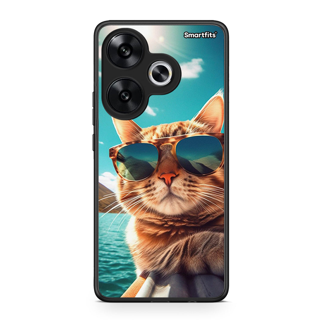 Xiaomi Poco F6 Summer Cat θήκη από τη Smartfits με σχέδιο στο πίσω μέρος και μαύρο περίβλημα | Smartphone case with colorful back and black bezels by Smartfits