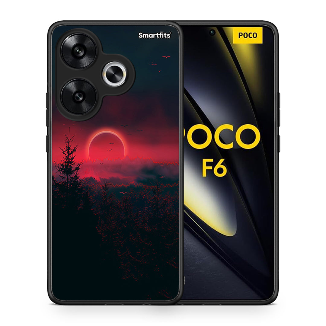 Θήκη Xiaomi Poco F6 Sunset Tropic από τη Smartfits με σχέδιο στο πίσω μέρος και μαύρο περίβλημα | Xiaomi Poco F6 Sunset Tropic case with colorful back and black bezels