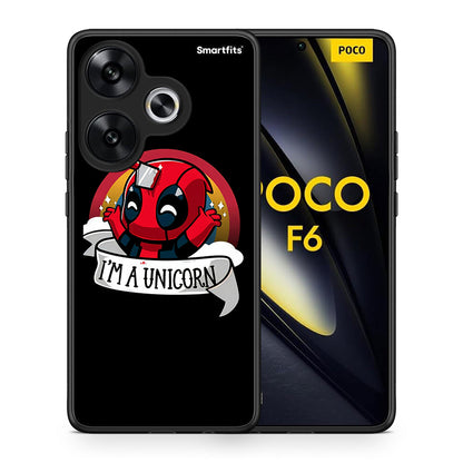 Θήκη Xiaomi Poco F6 Unicorn Deadpool από τη Smartfits με σχέδιο στο πίσω μέρος και μαύρο περίβλημα | Xiaomi Poco F6 Unicorn Deadpool case with colorful back and black bezels