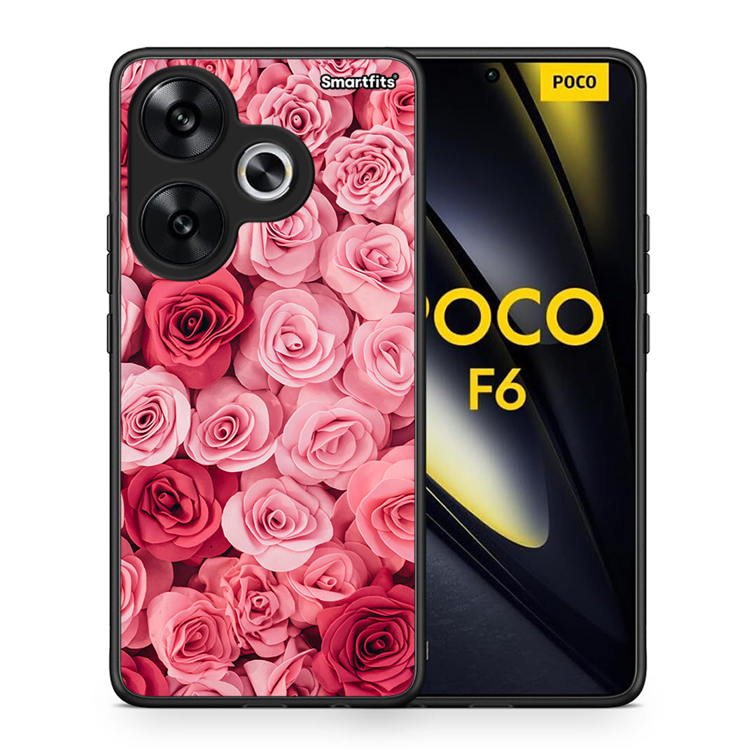 Θήκη Xiaomi Poco F6 RoseGarden Valentine από τη Smartfits με σχέδιο στο πίσω μέρος και μαύρο περίβλημα | Xiaomi Poco F6 RoseGarden Valentine case with colorful back and black bezels