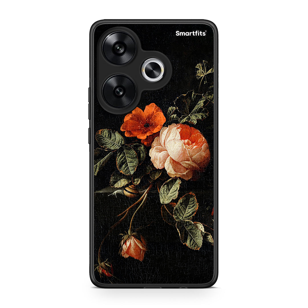 Xiaomi Poco F6 Vintage Roses θήκη από τη Smartfits με σχέδιο στο πίσω μέρος και μαύρο περίβλημα | Smartphone case with colorful back and black bezels by Smartfits