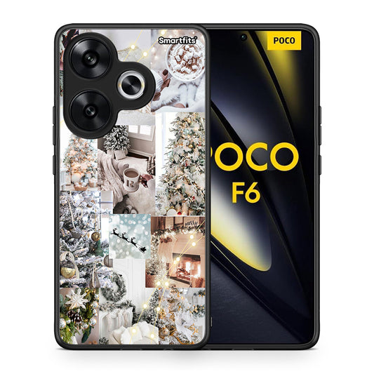 Θήκη Xiaomi Poco F6 White Christmas από τη Smartfits με σχέδιο στο πίσω μέρος και μαύρο περίβλημα | Xiaomi Poco F6 White Christmas case with colorful back and black bezels