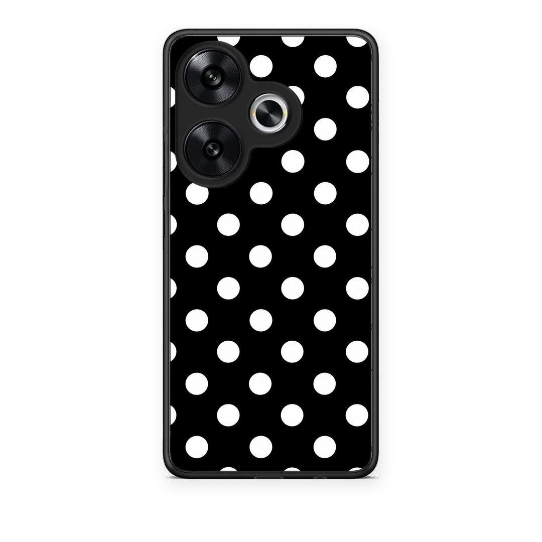 Θήκη Xiaomi Poco F6 White Polka Dots on Black από τη Smartfits με σχέδιο στο πίσω μέρος και μαύρο περίβλημα | Xiaomi Poco F6 White Polka Dots on Black case with colorful back and black bezels