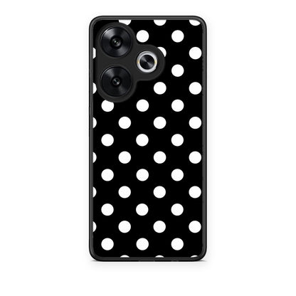 Θήκη Xiaomi Poco F6 White Polka Dots on Black από τη Smartfits με σχέδιο στο πίσω μέρος και μαύρο περίβλημα | Xiaomi Poco F6 White Polka Dots on Black case with colorful back and black bezels
