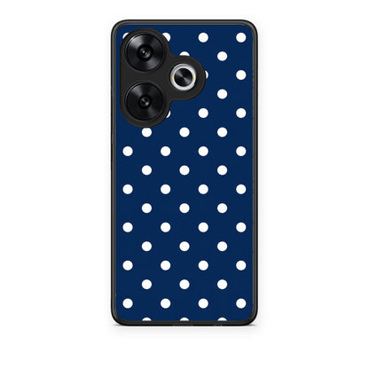 Θήκη Xiaomi Poco F6 White Small Polka Dots on Navy από τη Smartfits με σχέδιο στο πίσω μέρος και μαύρο περίβλημα | Xiaomi Poco F6 White Small Polka Dots on Navy case with colorful back and black bezels