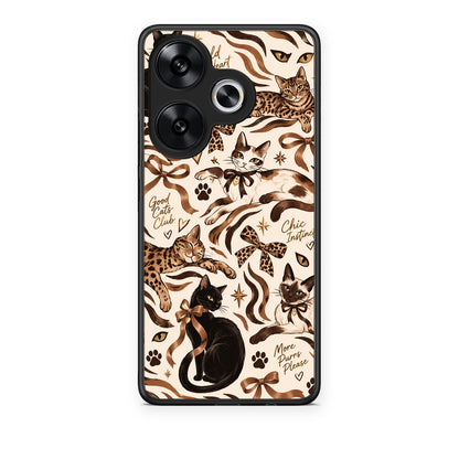 Θήκη Xiaomi Poco F6 Wild Cats and Animal Print Collage από τη Smartfits με σχέδιο στο πίσω μέρος και μαύρο περίβλημα | Xiaomi Poco F6 Wild Cats and Animal Print Collage case with colorful back and black bezels
