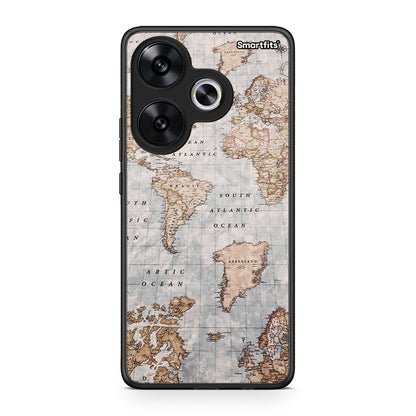 Xiaomi Poco F6 World Map Θήκη από τη Smartfits με σχέδιο στο πίσω μέρος και μαύρο περίβλημα | Smartphone case with colorful back and black bezels by Smartfits