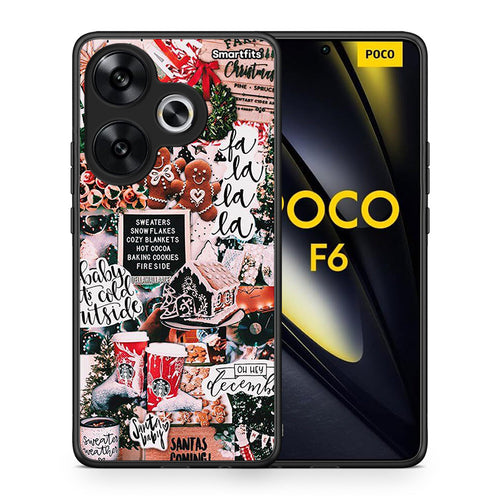 Θήκη Xiaomi Poco F6 Xmas Habbits από τη Smartfits με σχέδιο στο πίσω μέρος και μαύρο περίβλημα | Xiaomi Poco F6 Xmas Habbits case with colorful back and black bezels