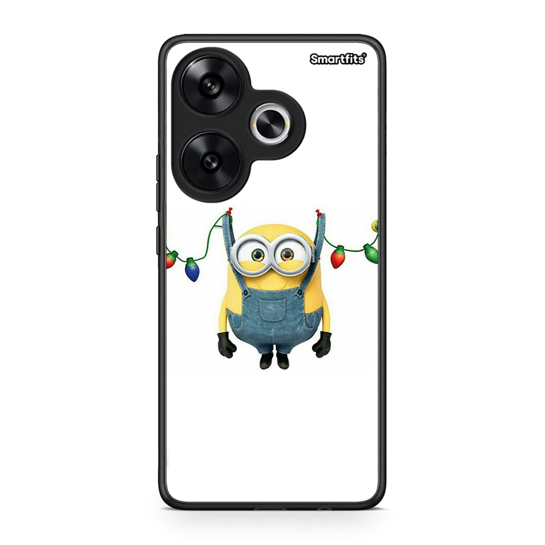 Xiaomi Poco F6 Xmas Minion Lights θήκη από τη Smartfits με σχέδιο στο πίσω μέρος και μαύρο περίβλημα | Smartphone case with colorful back and black bezels by Smartfits