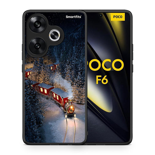 Θήκη Xiaomi Poco F6 Xmas Train από τη Smartfits με σχέδιο στο πίσω μέρος και μαύρο περίβλημα | Xiaomi Poco F6 Xmas Train case with colorful back and black bezels