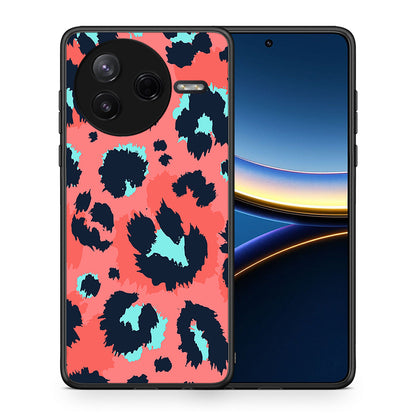 Θήκη Xiaomi Poco F7 Pro Pink Leopard Animal από τη Smartfits με σχέδιο στο πίσω μέρος και μαύρο περίβλημα | Xiaomi Poco F7 Pro Pink Leopard Animal case with colorful back and black bezels
