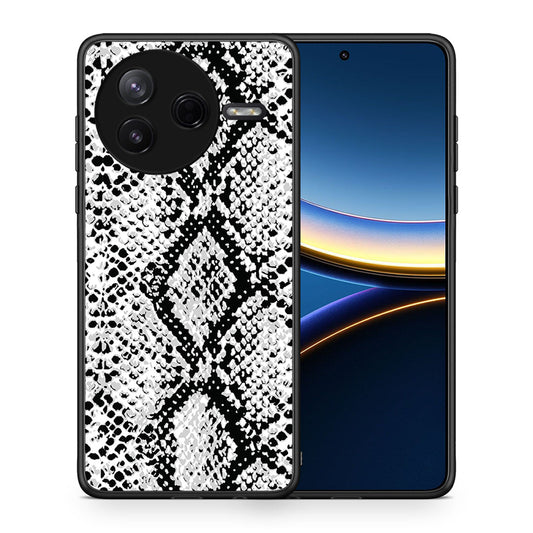 Θήκη Xiaomi Poco F7 Pro White Snake Animal από τη Smartfits με σχέδιο στο πίσω μέρος και μαύρο περίβλημα | Xiaomi Poco F7 Pro White Snake Animal case with colorful back and black bezels