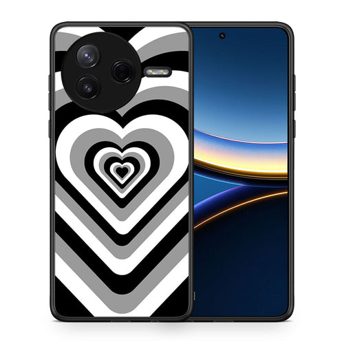 Θήκη Xiaomi Poco F7 Pro Black Hearts από τη Smartfits με σχέδιο στο πίσω μέρος και μαύρο περίβλημα | Xiaomi Poco F7 Pro Black Hearts case with colorful back and black bezels
