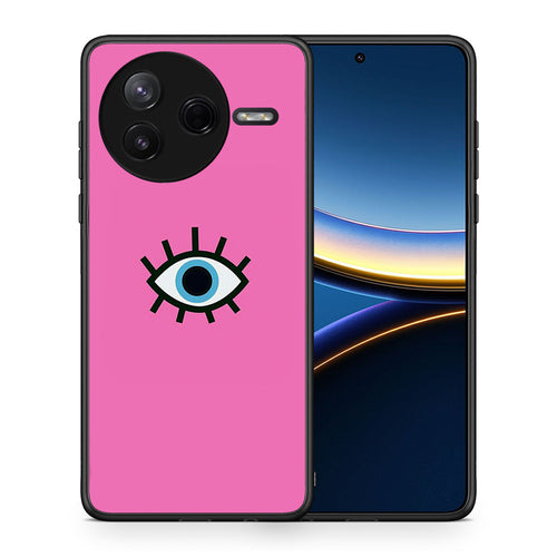 Θήκη Xiaomi Poco F7 Pro Blue Eye Pink από τη Smartfits με σχέδιο στο πίσω μέρος και μαύρο περίβλημα | Xiaomi Poco F7 Pro Blue Eye Pink case with colorful back and black bezels