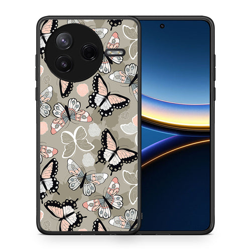 Θήκη Xiaomi Poco F7 Pro Butterflies Boho από τη Smartfits με σχέδιο στο πίσω μέρος και μαύρο περίβλημα | Xiaomi Poco F7 Pro Butterflies Boho case with colorful back and black bezels