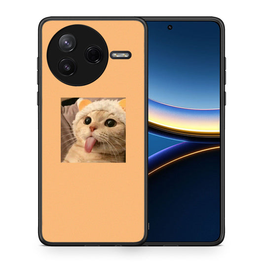 Θήκη Xiaomi Poco F7 Pro Cat Tongue από τη Smartfits με σχέδιο στο πίσω μέρος και μαύρο περίβλημα | Xiaomi Poco F7 Pro Cat Tongue case with colorful back and black bezels