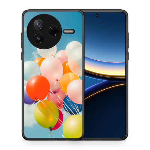 Θήκη Xiaomi Poco F7 Pro Colorful Balloons από τη Smartfits με σχέδιο στο πίσω μέρος και μαύρο περίβλημα | Xiaomi Poco F7 Pro Colorful Balloons case with colorful back and black bezels